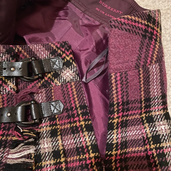 Vintage Burberry London blue label wool plaid pleated mini skirt - Picture 3 of 4